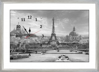 Часы-картина с паспарту в серебрянном багете 50х70 CAS(197)